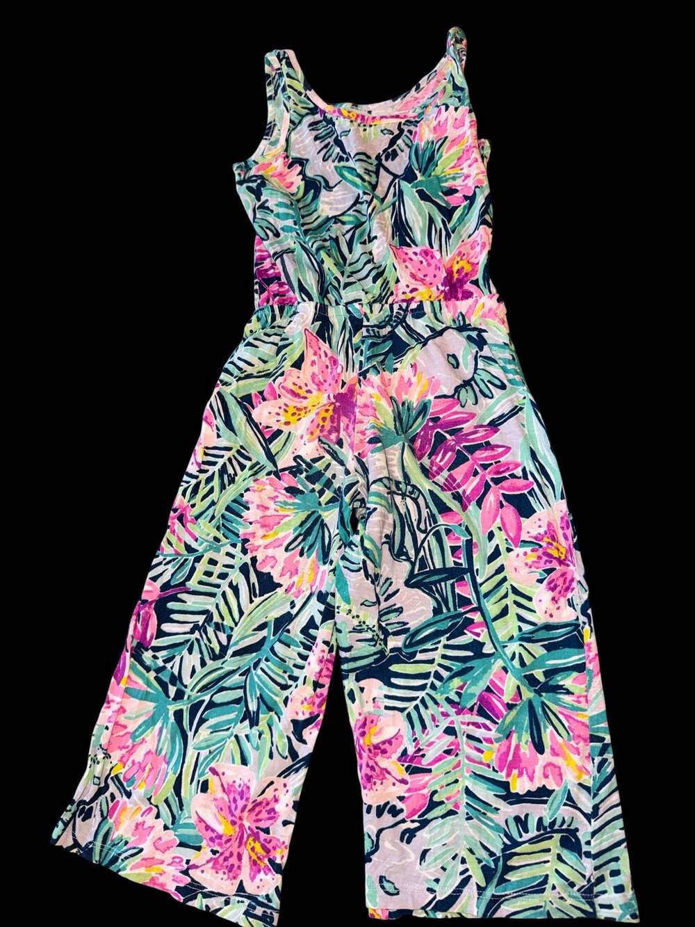 Lilly Pulitzer Girls Floral Cotton Jumpsuit Size XS (2-3)
